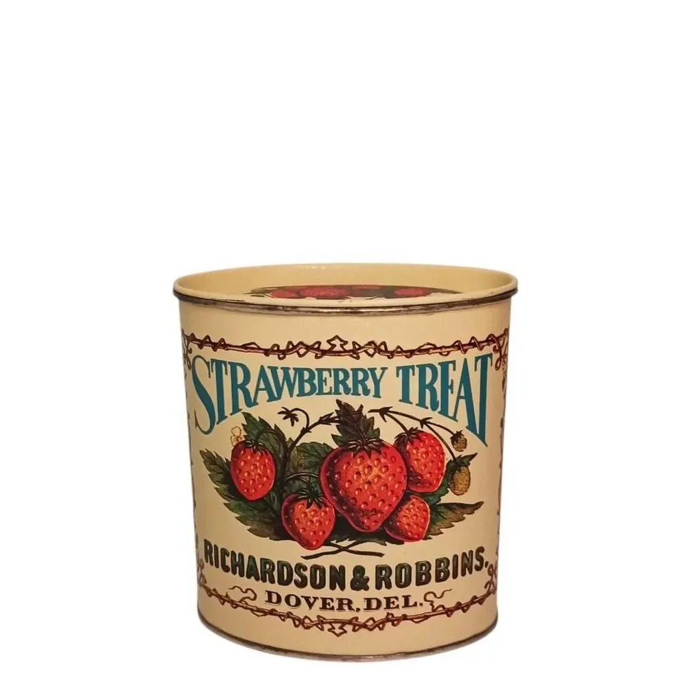 Bristol Ware Vintage Oval Richardson & Robbins Dover, Del. Strawberry Treat Tin